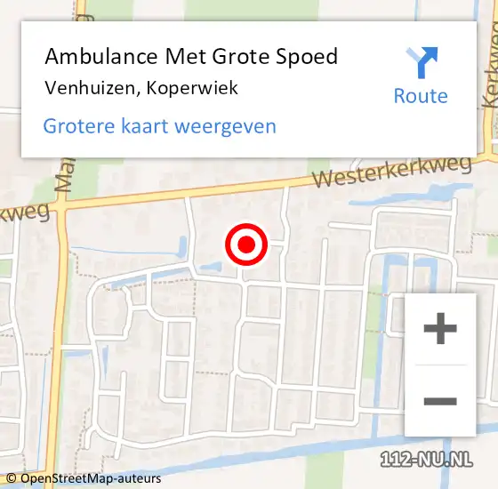 Locatie op kaart van de 112 melding: Ambulance Met Grote Spoed Naar Venhuizen, Koperwiek op 18 april 2022 12:07