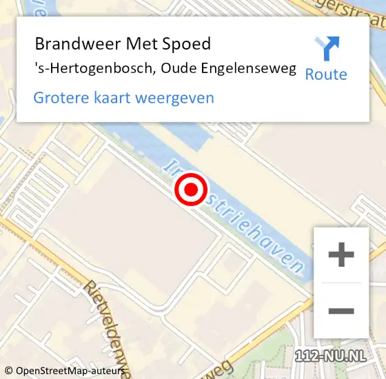 Locatie op kaart van de 112 melding: Brandweer Met Spoed Naar 's-Hertogenbosch, Oude Engelenseweg op 18 april 2022 13:13