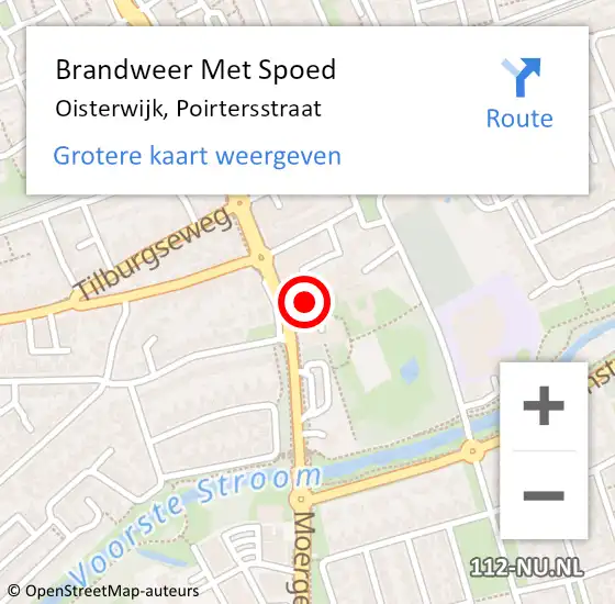 Locatie op kaart van de 112 melding: Brandweer Met Spoed Naar Oisterwijk, Poirtersstraat op 18 april 2022 13:38