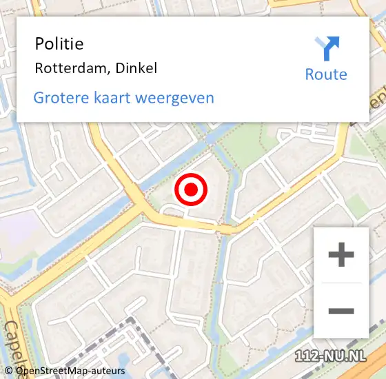 Locatie op kaart van de 112 melding: Politie Rotterdam, Dinkel op 18 april 2022 15:58