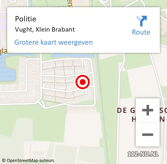 Locatie op kaart van de 112 melding: Politie Vught, Klein Brabant op 18 april 2022 16:23