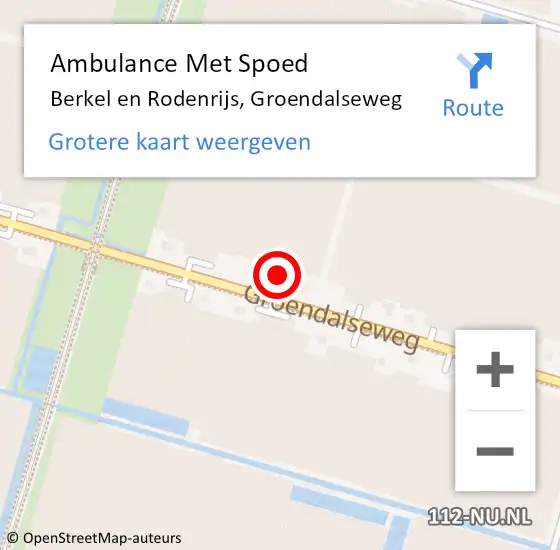 Locatie op kaart van de 112 melding: Ambulance Met Spoed Naar Berkel en Rodenrijs, Groendalseweg op 18 april 2022 16:25