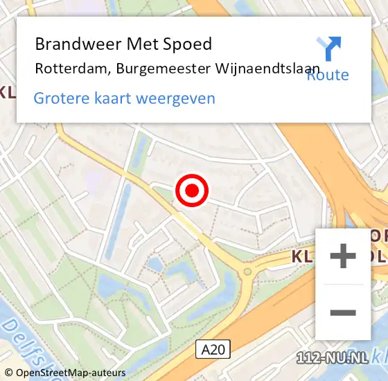 Locatie op kaart van de 112 melding: Brandweer Met Spoed Naar Rotterdam, Burgemeester Wijnaendtslaan op 18 april 2022 17:05