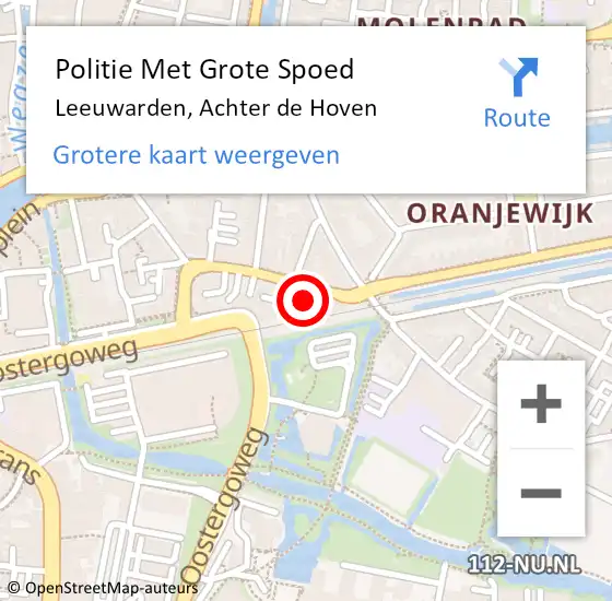 Locatie op kaart van de 112 melding: Politie Met Grote Spoed Naar Leeuwarden, Achter de Hoven op 18 april 2022 18:44