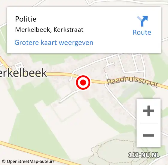 Locatie op kaart van de 112 melding: Politie Merkelbeek, Kerkstraat op 18 april 2022 19:24