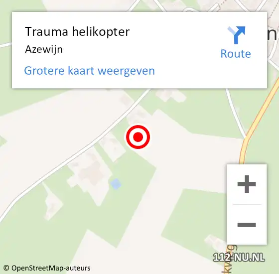 Locatie op kaart van de 112 melding: Trauma helikopter Azewijn op 18 april 2022 20:04