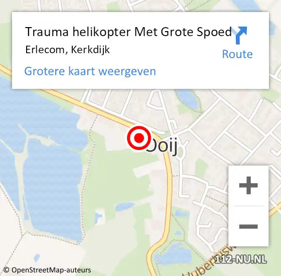 Locatie op kaart van de 112 melding: Trauma helikopter Met Grote Spoed Naar Erlecom, Kerkdijk op 18 april 2022 21:08