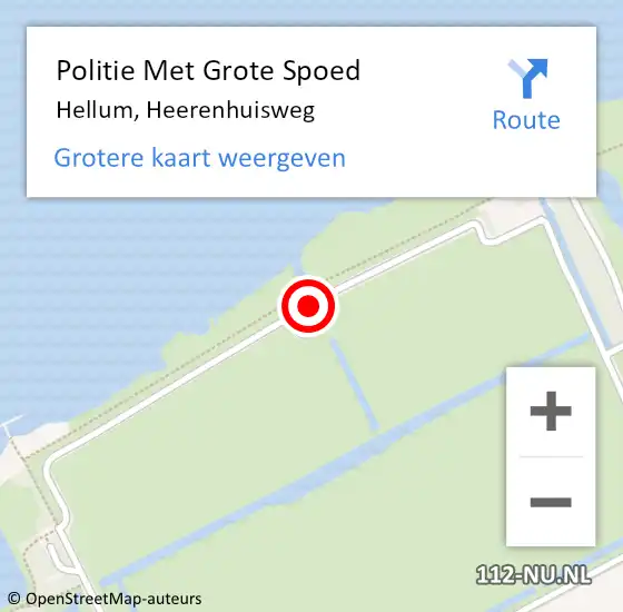 Locatie op kaart van de 112 melding: Politie Met Grote Spoed Naar Hellum, Heerenhuisweg op 18 april 2022 21:40