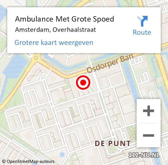 Locatie op kaart van de 112 melding: Ambulance Met Grote Spoed Naar Amsterdam, Overhaalstraat op 18 april 2022 23:52