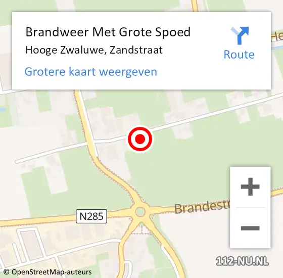 Locatie op kaart van de 112 melding: Brandweer Met Grote Spoed Naar Hooge Zwaluwe, Zandstraat op 19 april 2022 01:22