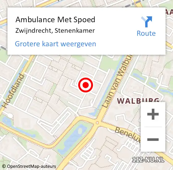 Locatie op kaart van de 112 melding: Ambulance Met Spoed Naar Zwijndrecht, Stenenkamer op 19 april 2022 02:33