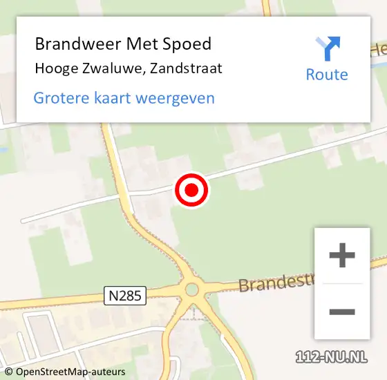 Locatie op kaart van de 112 melding: Brandweer Met Spoed Naar Hooge Zwaluwe, Zandstraat op 19 april 2022 03:07