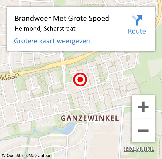 Locatie op kaart van de 112 melding: Brandweer Met Grote Spoed Naar Helmond, Scharstraat op 19 april 2022 05:11