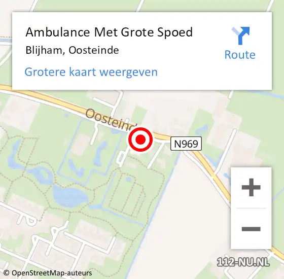 Locatie op kaart van de 112 melding: Ambulance Met Grote Spoed Naar Blijham, Oosteinde op 19 april 2022 06:40