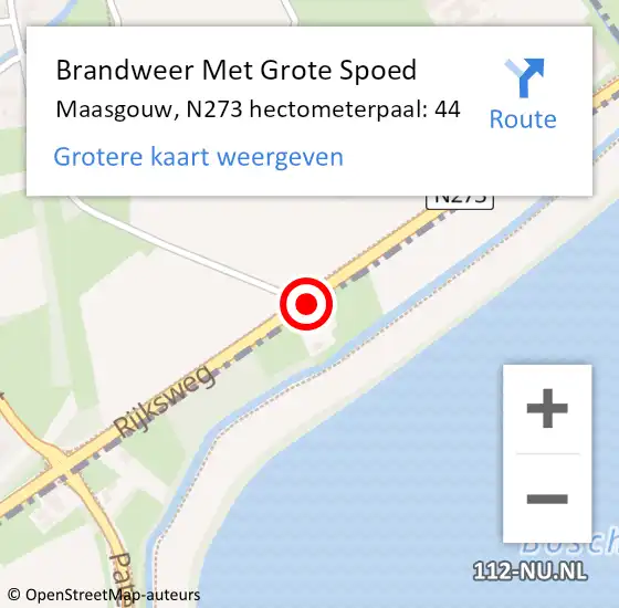 Locatie op kaart van de 112 melding: Brandweer Met Grote Spoed Naar Maasgouw, N273 hectometerpaal: 44 op 19 april 2022 15:42