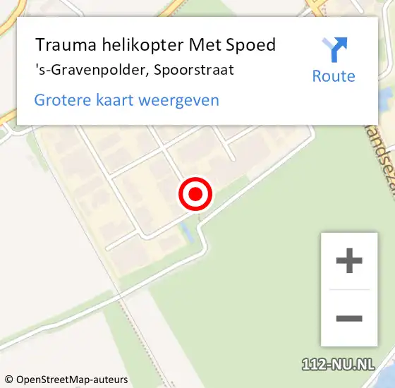 Locatie op kaart van de 112 melding: Trauma helikopter Met Spoed Naar 's-Gravenpolder, Spoorstraat op 19 april 2022 20:06