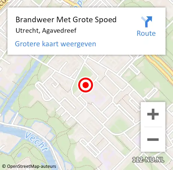 Locatie op kaart van de 112 melding: Brandweer Met Grote Spoed Naar Utrecht, Agavedreef op 20 april 2022 01:44