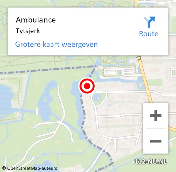 Locatie op kaart van de 112 melding: Ambulance Tytsjerk op 20 april 2022 03:42