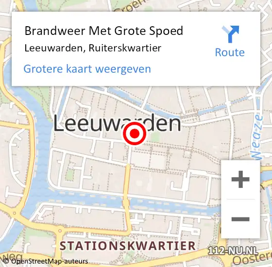 Locatie op kaart van de 112 melding: Brandweer Met Grote Spoed Naar Leeuwarden, Ruiterskwartier op 20 april 2022 05:00