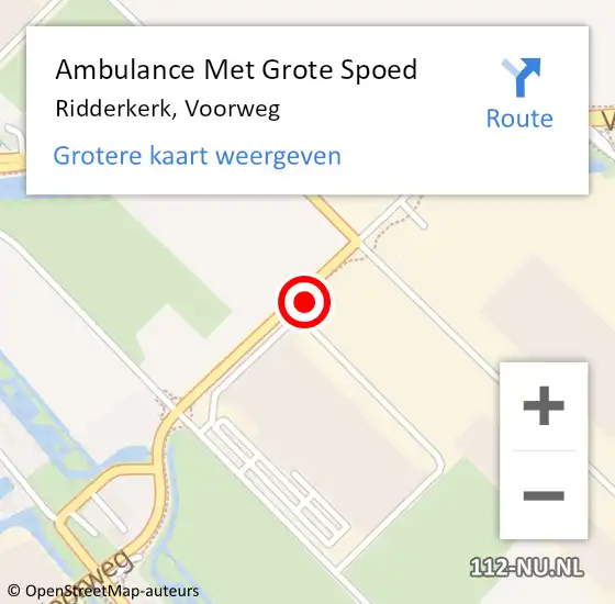 Locatie op kaart van de 112 melding: Ambulance Met Grote Spoed Naar Ridderkerk, Voorweg op 20 april 2022 09:45