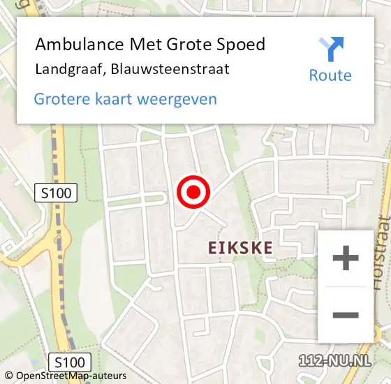 Locatie op kaart van de 112 melding: Ambulance Met Grote Spoed Naar Landgraaf, Blauwsteenstraat op 14 juli 2014 23:51