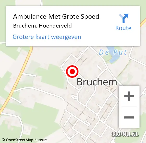 Locatie op kaart van de 112 melding: Ambulance Met Grote Spoed Naar Bruchem, Hoenderveld op 20 april 2022 12:13
