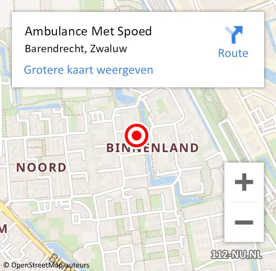 Locatie op kaart van de 112 melding: Ambulance Met Spoed Naar Barendrecht, Zwaluw op 20 april 2022 12:47