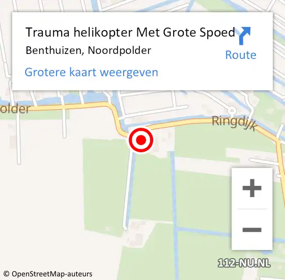 Locatie op kaart van de 112 melding: Trauma helikopter Met Grote Spoed Naar Benthuizen, Noordpolder op 20 april 2022 13:21