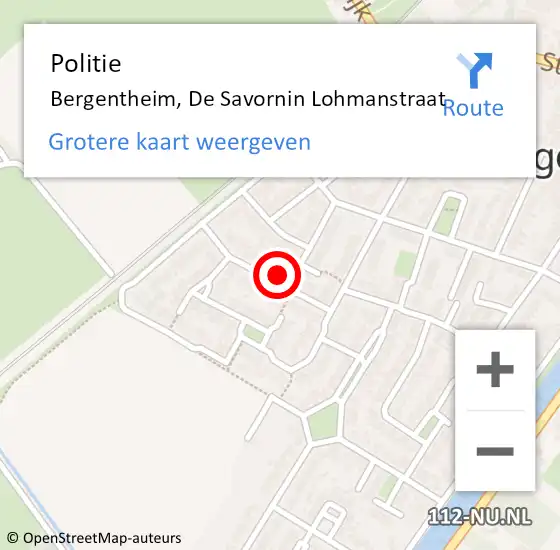 Locatie op kaart van de 112 melding: Politie Bergentheim, De Savornin Lohmanstraat op 20 april 2022 13:53