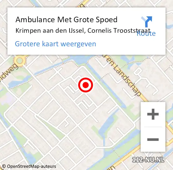 Locatie op kaart van de 112 melding: Ambulance Met Grote Spoed Naar Krimpen aan den IJssel, Cornelis Trooststraat op 20 april 2022 13:55