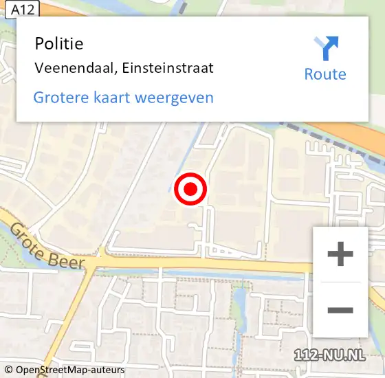 Locatie op kaart van de 112 melding: Politie Veenendaal, Einsteinstraat op 20 april 2022 14:07