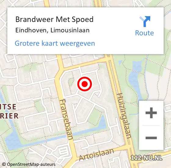 Locatie op kaart van de 112 melding: Brandweer Met Spoed Naar Eindhoven, Limousinlaan op 20 april 2022 14:33