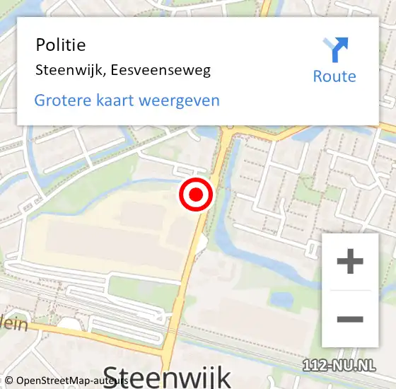 Locatie op kaart van de 112 melding: Politie Steenwijk, Eesveenseweg op 20 april 2022 14:34