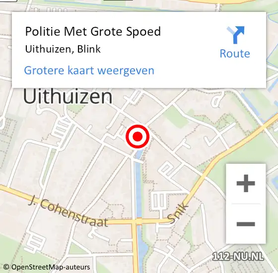 Locatie op kaart van de 112 melding: Politie Met Grote Spoed Naar Uithuizen, Blink op 20 april 2022 15:41
