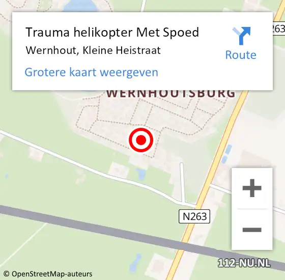 Locatie op kaart van de 112 melding: Trauma helikopter Met Spoed Naar Wernhout, Kleine Heistraat op 20 april 2022 16:03