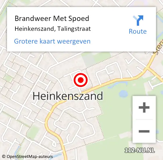 Locatie op kaart van de 112 melding: Brandweer Met Spoed Naar Heinkenszand, Talingstraat op 20 april 2022 17:08
