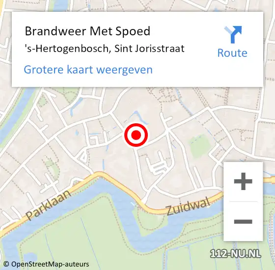 Locatie op kaart van de 112 melding: Brandweer Met Spoed Naar 's-Hertogenbosch, Sint Jorisstraat op 20 april 2022 17:35