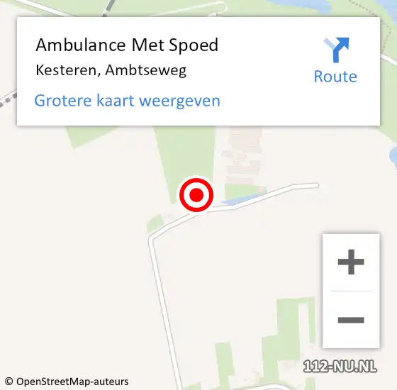 Locatie op kaart van de 112 melding: Ambulance Met Spoed Naar Kesteren, Ambtseweg op 20 april 2022 17:42