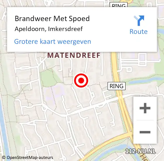 Locatie op kaart van de 112 melding: Brandweer Met Spoed Naar Apeldoorn, Imkersdreef op 20 april 2022 17:48