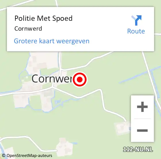Locatie op kaart van de 112 melding: Politie Met Spoed Naar Cornwerd op 20 april 2022 17:53