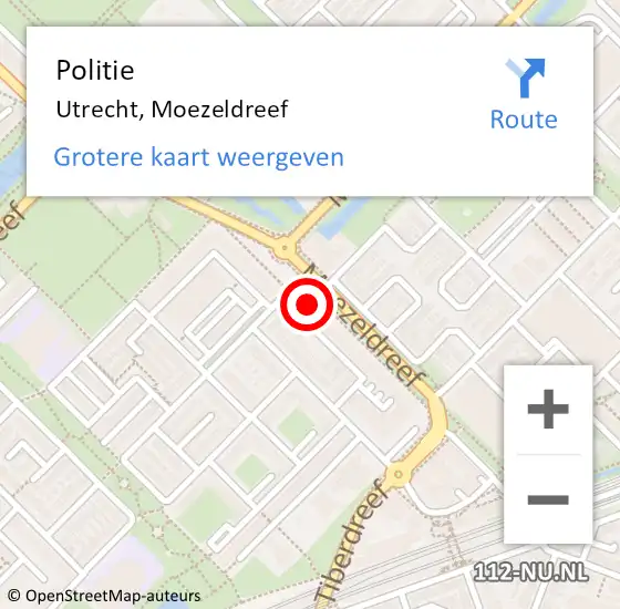 Locatie op kaart van de 112 melding: Politie Utrecht, Moezeldreef op 20 april 2022 18:52