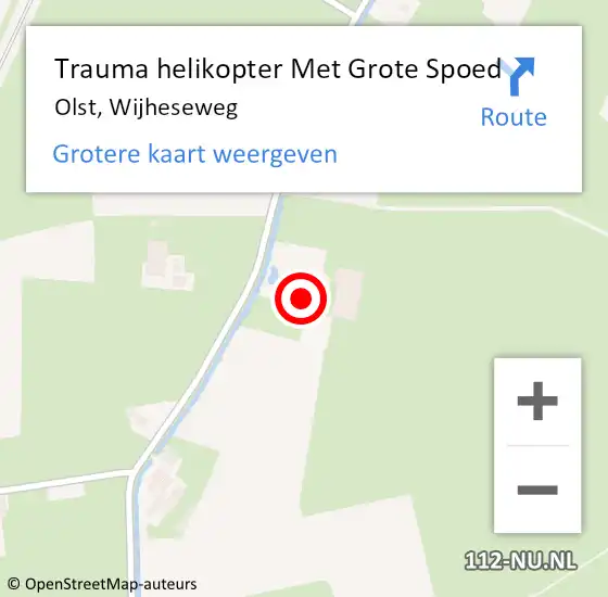 Locatie op kaart van de 112 melding: Trauma helikopter Met Grote Spoed Naar Olst, Wijheseweg op 20 april 2022 19:13