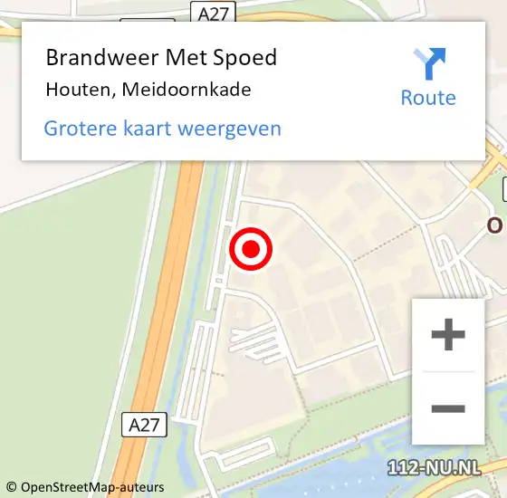 Locatie op kaart van de 112 melding: Brandweer Met Spoed Naar Houten, Meidoornkade op 21 april 2022 00:15