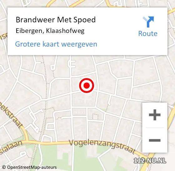 Locatie op kaart van de 112 melding: Brandweer Met Spoed Naar Eibergen, Klaashofweg op 21 april 2022 03:24
