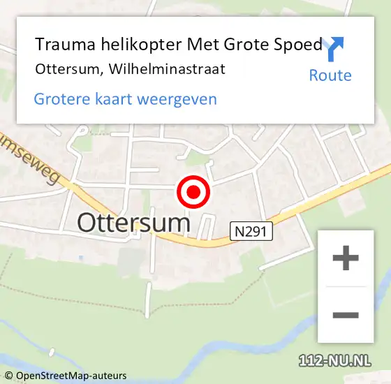 Locatie op kaart van de 112 melding: Trauma helikopter Met Grote Spoed Naar Ottersum, Wilhelminastraat op 21 april 2022 07:40