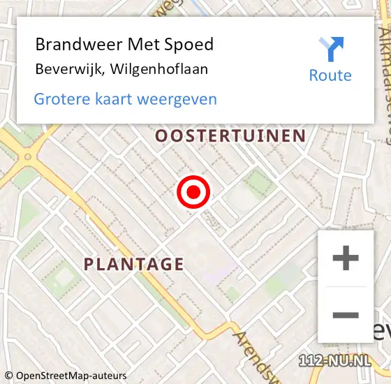Locatie op kaart van de 112 melding: Brandweer Met Spoed Naar Beverwijk, Wilgenhoflaan op 21 april 2022 12:19