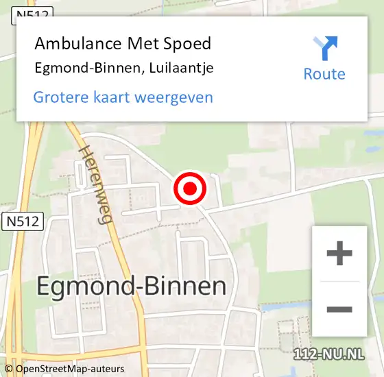 Locatie op kaart van de 112 melding: Ambulance Met Spoed Naar Egmond-Binnen, Luilaantje op 21 april 2022 13:22