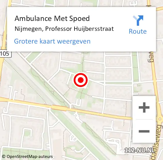 Locatie op kaart van de 112 melding: Ambulance Met Spoed Naar Nijmegen, Professor Huijbersstraat op 21 april 2022 13:30