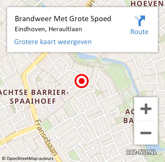 Locatie op kaart van de 112 melding: Brandweer Met Grote Spoed Naar Eindhoven, Heraultlaan op 21 april 2022 14:06