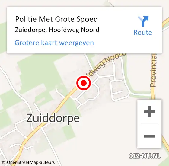 Locatie op kaart van de 112 melding: Politie Met Grote Spoed Naar Zuiddorpe, Hoofdweg Noord op 21 april 2022 14:26